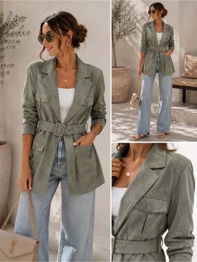 Solitaire Suede Utilitarian Jacket NWT LARGE